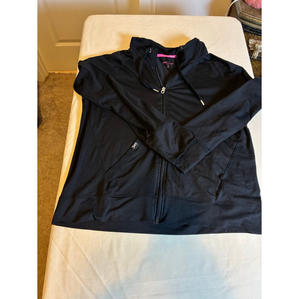 Juicy Couture Sport Hoodie XL Black Full Zip Lightweight Activewear Jacket